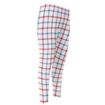 Red And Blue Tattersall Pattern Print Men's Compression Pants