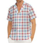 Red And Blue Tattersall Pattern Print Men's Deep V-Neck Shirt