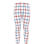 Red And Blue Tattersall Pattern Print Men's leggings