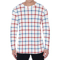 Red And Blue Tattersall Pattern Print Men's Long Sleeve T-Shirt