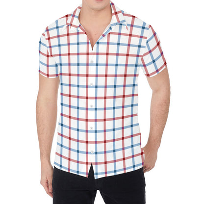 Red And Blue Tattersall Pattern Print Men's Shirt