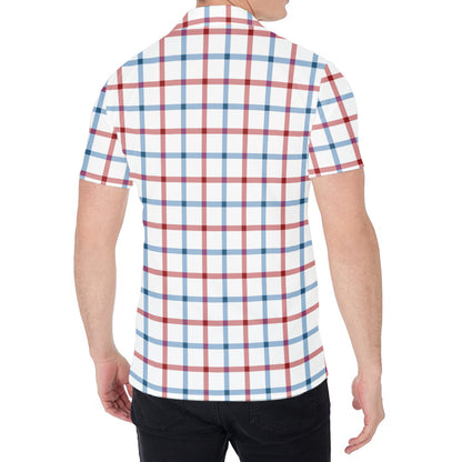 Red And Blue Tattersall Pattern Print Men's Shirt
