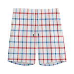 Red And Blue Tattersall Pattern Print Men's Sports Shorts