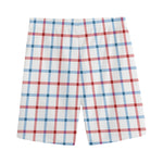 Red And Blue Tattersall Pattern Print Men's Sports Shorts