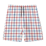 Red And Blue Tattersall Pattern Print Men's Swim Trunks