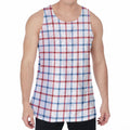 Red And Blue Tattersall Pattern Print Men's Velvet Tank Top