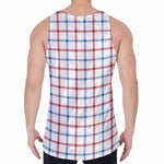 Red And Blue Tattersall Pattern Print Men's Velvet Tank Top