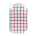 Red And Blue Tattersall Pattern Print Mesh Laundry Hamper