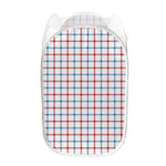 Red And Blue Tattersall Pattern Print Mesh Laundry Hamper