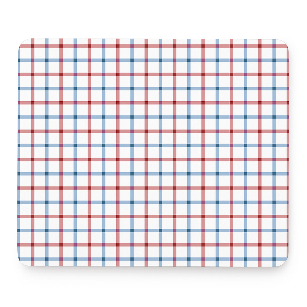 Red And Blue Tattersall Pattern Print Mouse Pad