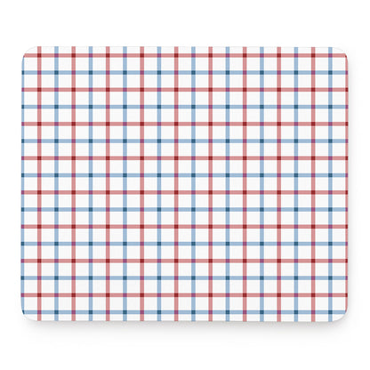Red And Blue Tattersall Pattern Print Mouse Pad