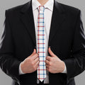 Red And Blue Tattersall Pattern Print Necktie