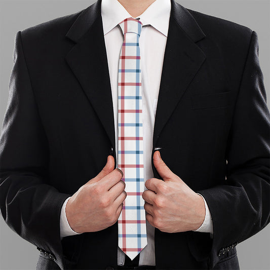 Red And Blue Tattersall Pattern Print Necktie