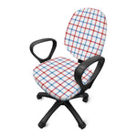 Red And Blue Tattersall Pattern Print Office Chair Cover