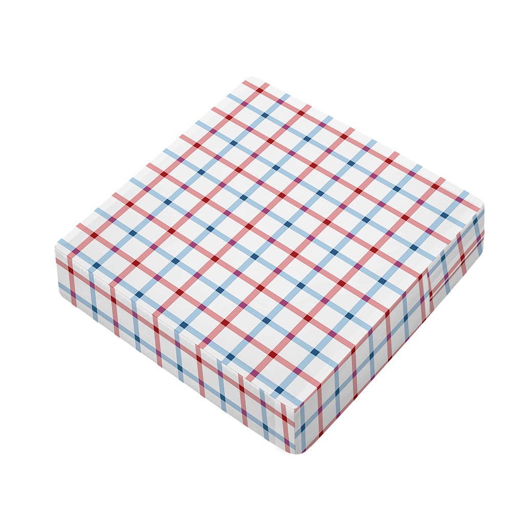 Red And Blue Tattersall Pattern Print Outdoor Seat Cushion Cover