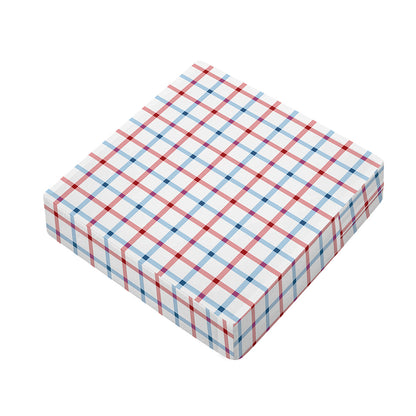 Red And Blue Tattersall Pattern Print Outdoor Seat Cushion Cover