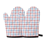 Red And Blue Tattersall Pattern Print Oven Mitts
