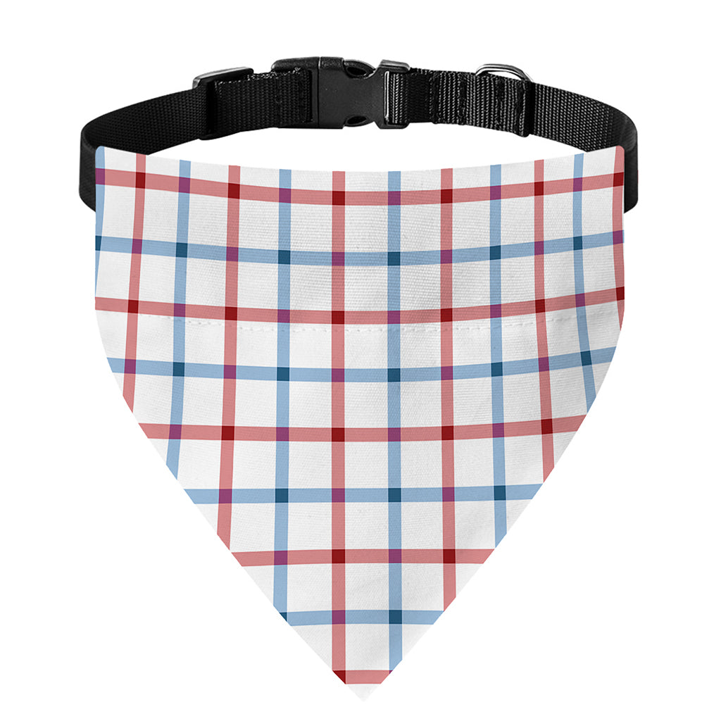 Red And Blue Tattersall Pattern Print Over The Collar Dog Bandana