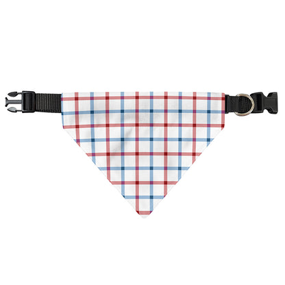 Red And Blue Tattersall Pattern Print Over The Collar Dog Bandana