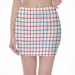Red And Blue Tattersall Pattern Print Pencil Mini Skirt