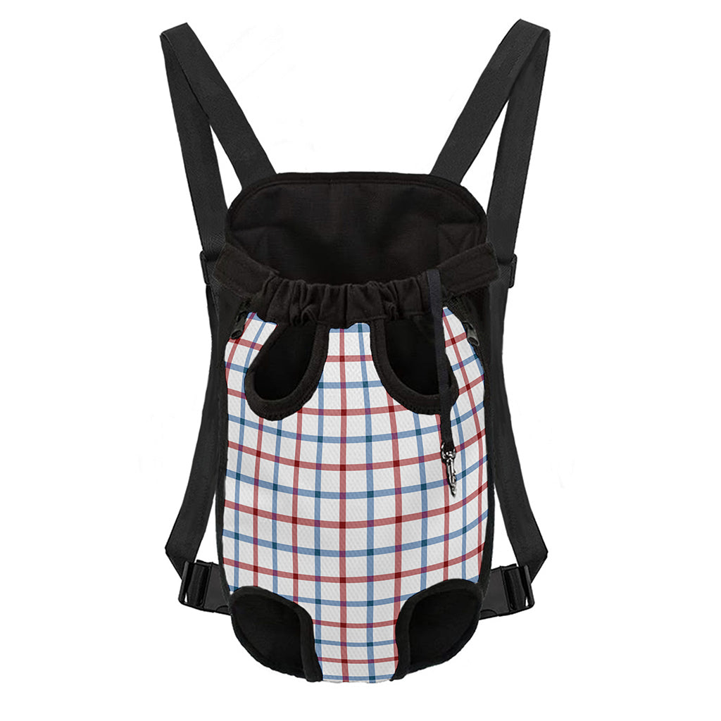 Red And Blue Tattersall Pattern Print Pet Carrier Backpack