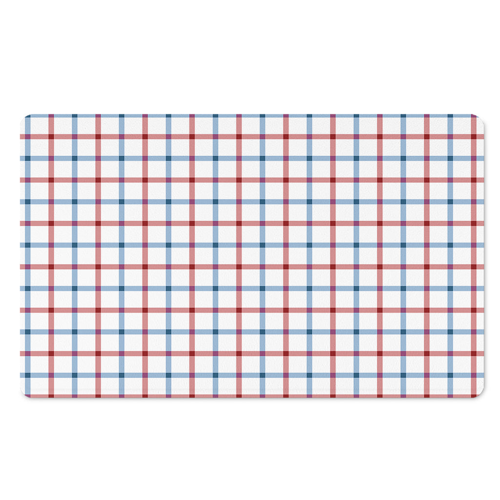 Red And Blue Tattersall Pattern Print Polyester Doormat