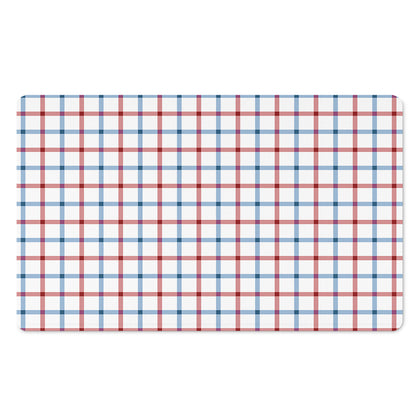 Red And Blue Tattersall Pattern Print Polyester Doormat