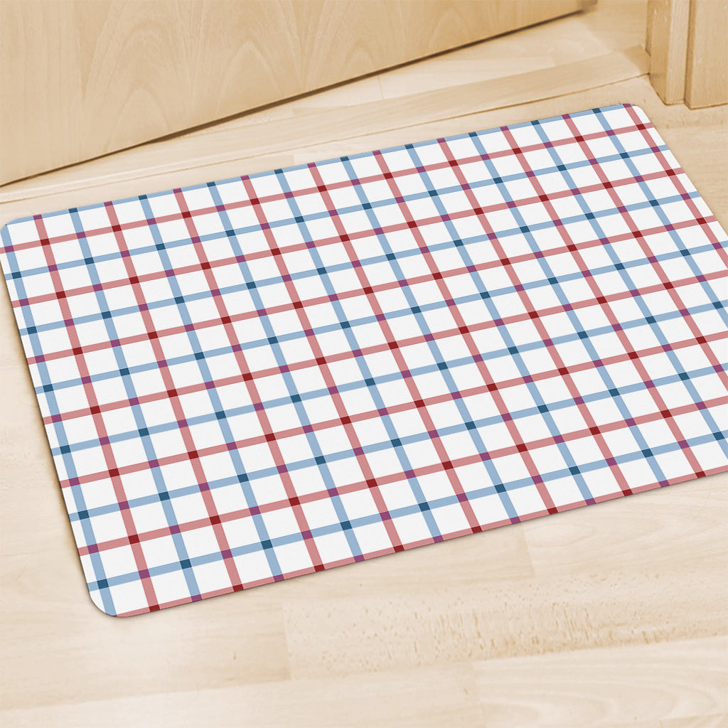 Red And Blue Tattersall Pattern Print Polyester Doormat