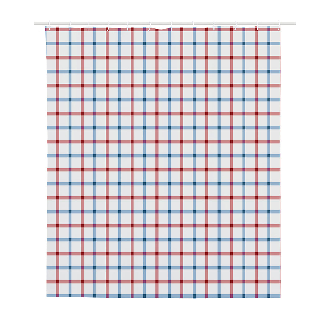 Red And Blue Tattersall Pattern Print Polyester Shower Curtain