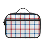 Red And Blue Tattersall Pattern Print Portable Lunch Bag