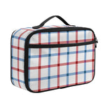 Red And Blue Tattersall Pattern Print Portable Lunch Bag