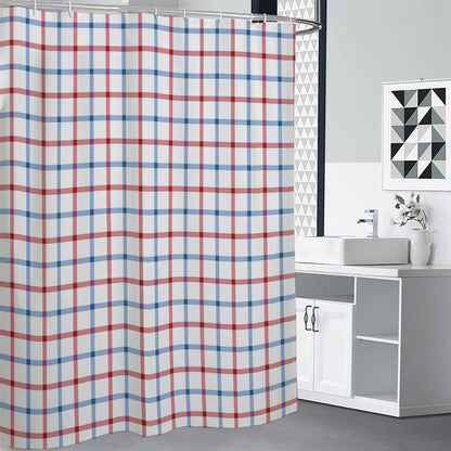 Red And Blue Tattersall Pattern Print Premium Shower Curtain