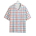 Red And Blue Tattersall Pattern Print Rayon Hawaiian Shirt