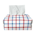 Red And Blue Tattersall Pattern Print Rectangle Tissue Box Cover