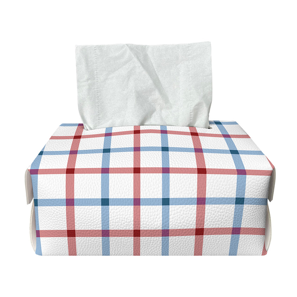 Red And Blue Tattersall Pattern Print Rectangle Tissue Box Cover