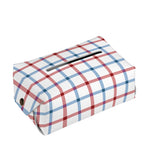Red And Blue Tattersall Pattern Print Rectangle Tissue Box Cover