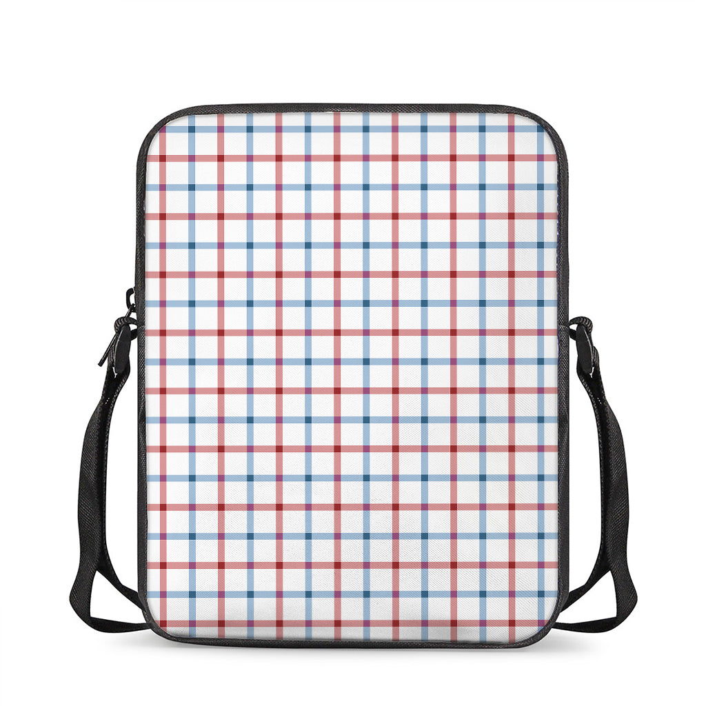 Red And Blue Tattersall Pattern Print Rectangular Crossbody Bag