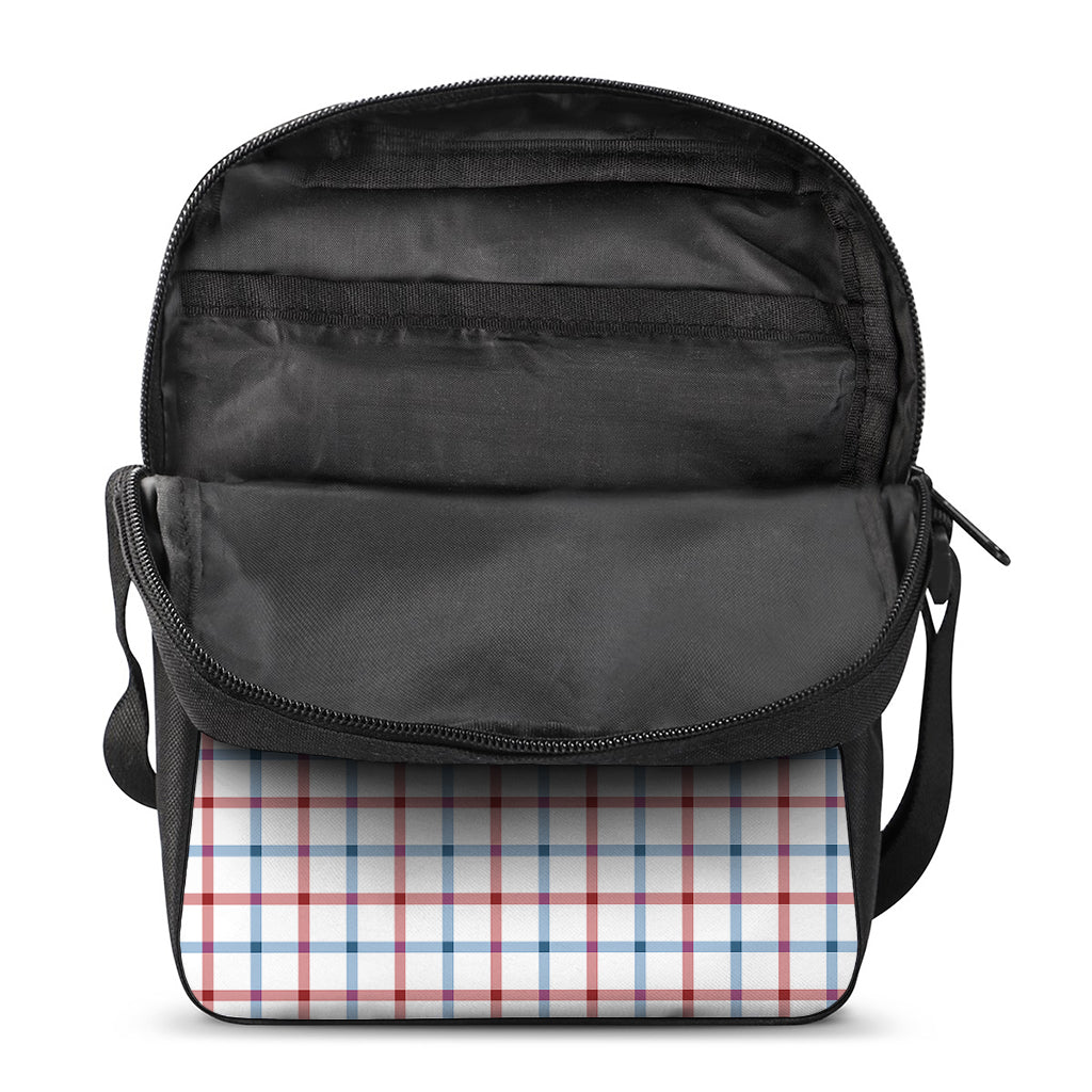 Red And Blue Tattersall Pattern Print Rectangular Crossbody Bag