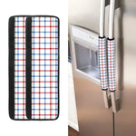 Red And Blue Tattersall Pattern Print Refrigerator Handle Covers