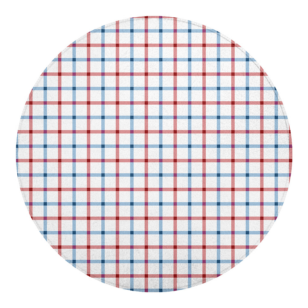 Red And Blue Tattersall Pattern Print Round Blanket