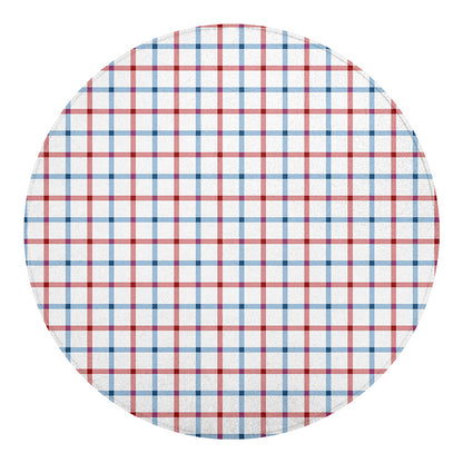 Red And Blue Tattersall Pattern Print Round Blanket