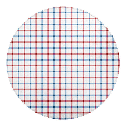 Red And Blue Tattersall Pattern Print Round Blanket