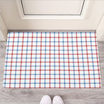 Red And Blue Tattersall Pattern Print Rubber Doormat