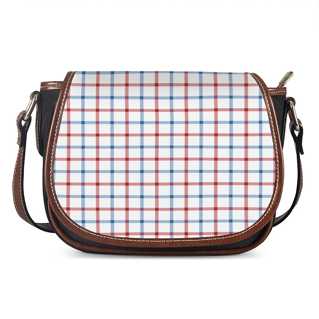Red And Blue Tattersall Pattern Print Saddle Bag