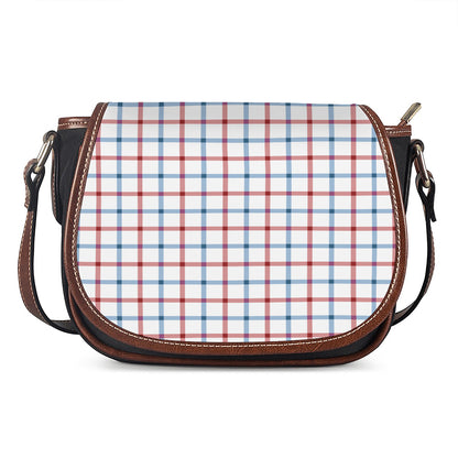 Red And Blue Tattersall Pattern Print Saddle Bag