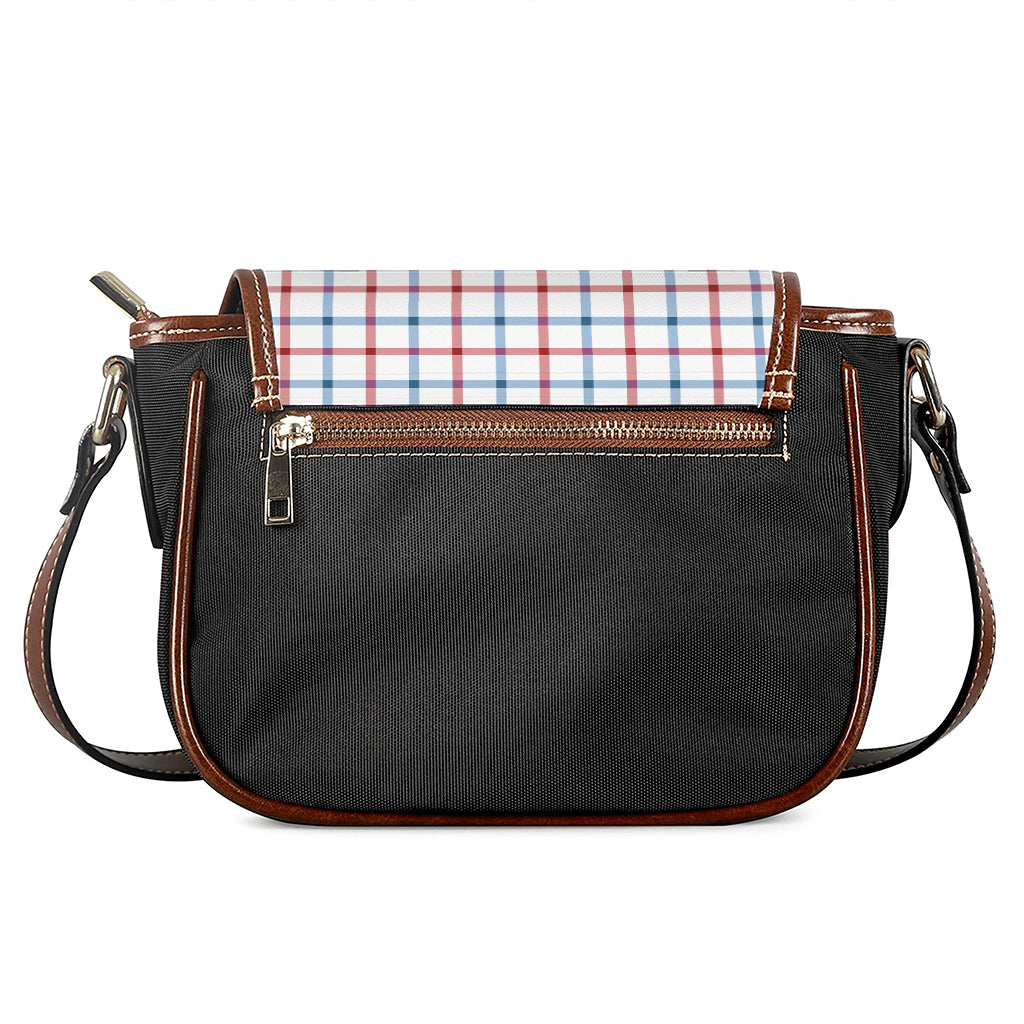 Red And Blue Tattersall Pattern Print Saddle Bag