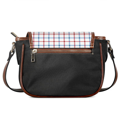 Red And Blue Tattersall Pattern Print Saddle Bag