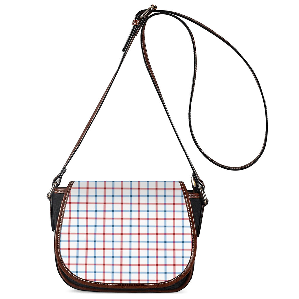 Red And Blue Tattersall Pattern Print Saddle Bag