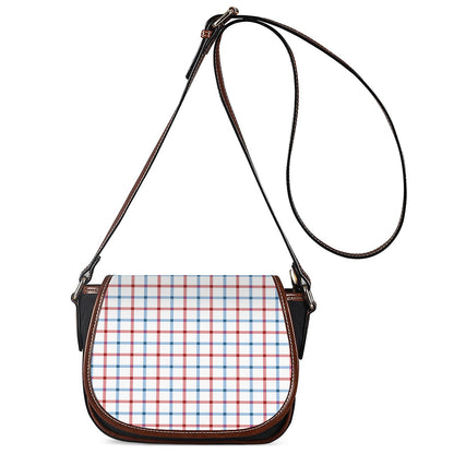 Red And Blue Tattersall Pattern Print Saddle Bag