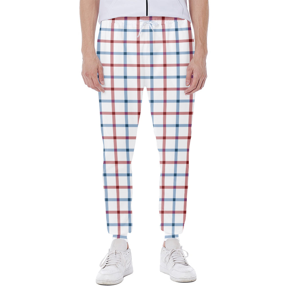 Red And Blue Tattersall Pattern Print Scuba Joggers